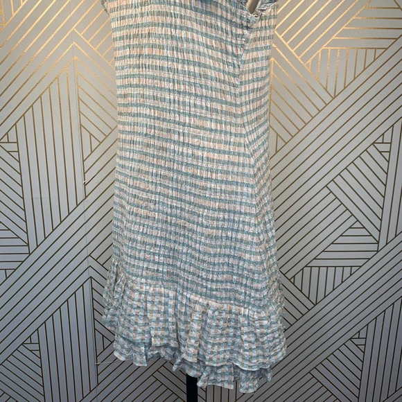 Veronica Beard Cici White Seersucker Smocked Mini Dress Ruffle Hem Size 12 NWT - Picture 8 of 12